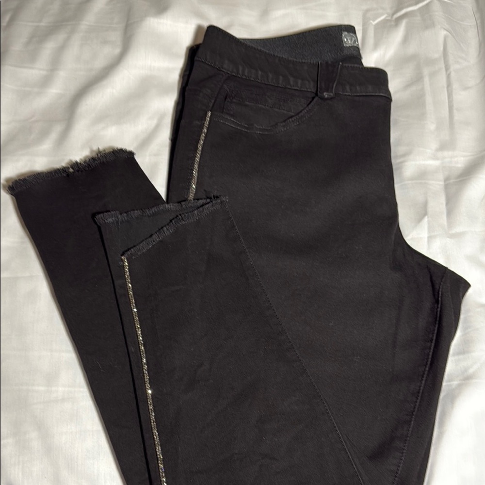 Wit & Wisdom Black w/Sparkle Tuxedo Stripe Ankle Cropped Jeans - Picture 15 of 16